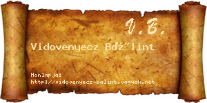 Vidovenyecz Bálint névjegykártya