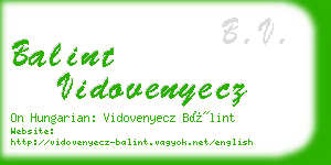 balint vidovenyecz business card